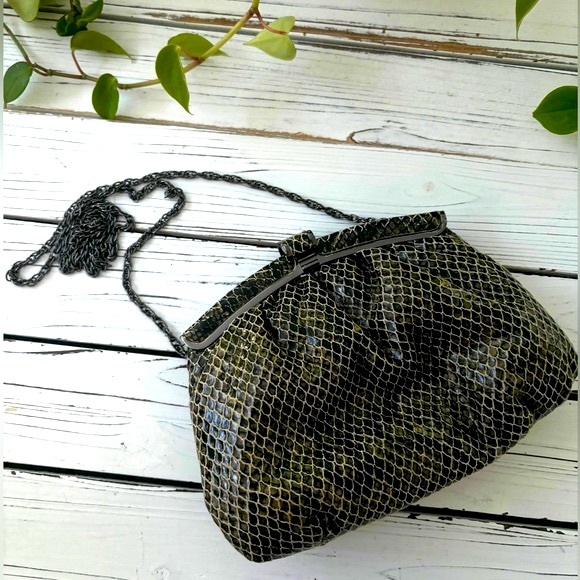 Gorgeous Vintage Snakeskin Evening Bag, Clutch or Shoulder Bag - Picture 1 of 14
